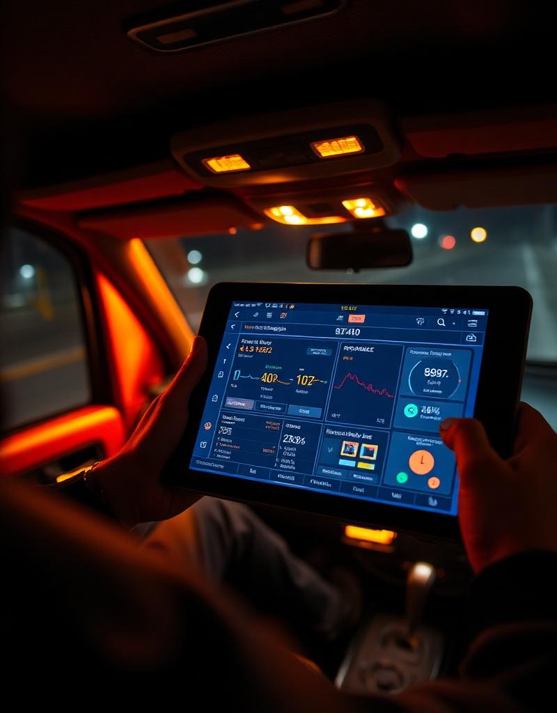 Recovery operator using diagnostic tablet at night
